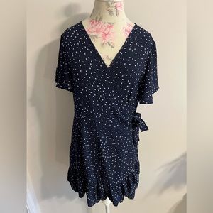 Wrap around Navy Polka Dot Shirt Dress